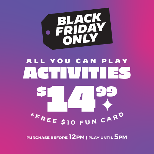 Main Event employee help light birthday candles.